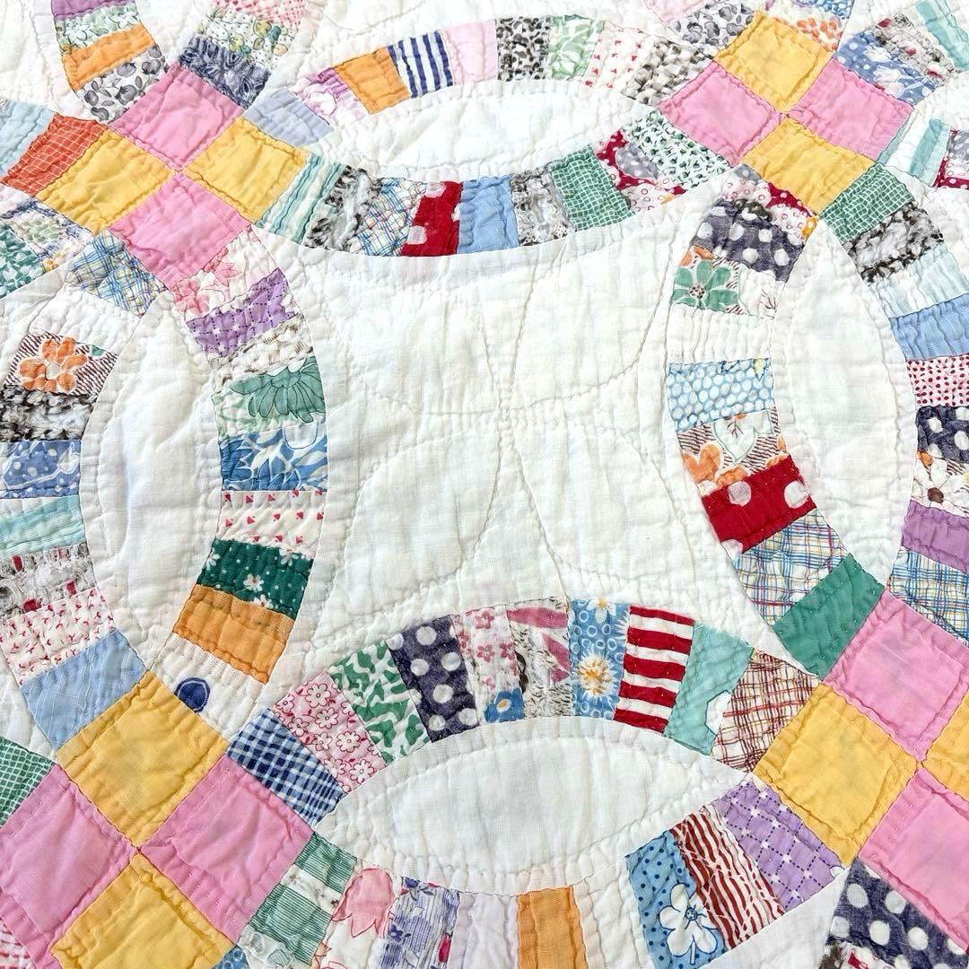 【稀少】【美品】アメリカンアンティーク⭐︎ダブルウエディング　約224×166cm