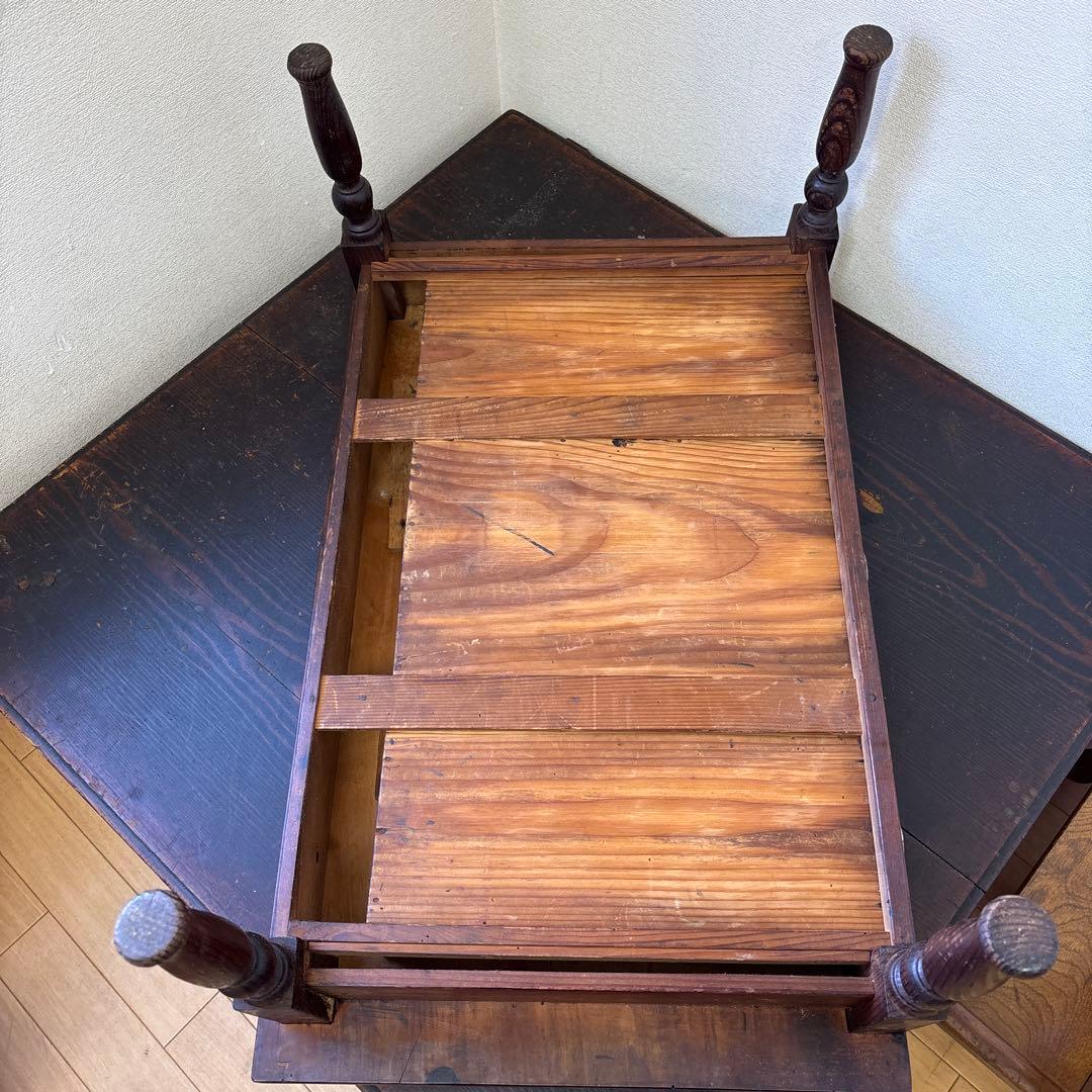 昭和レトロ 文机 ローテーブル 引き出し3杯 古家具 木製 机 ヴィンテージ