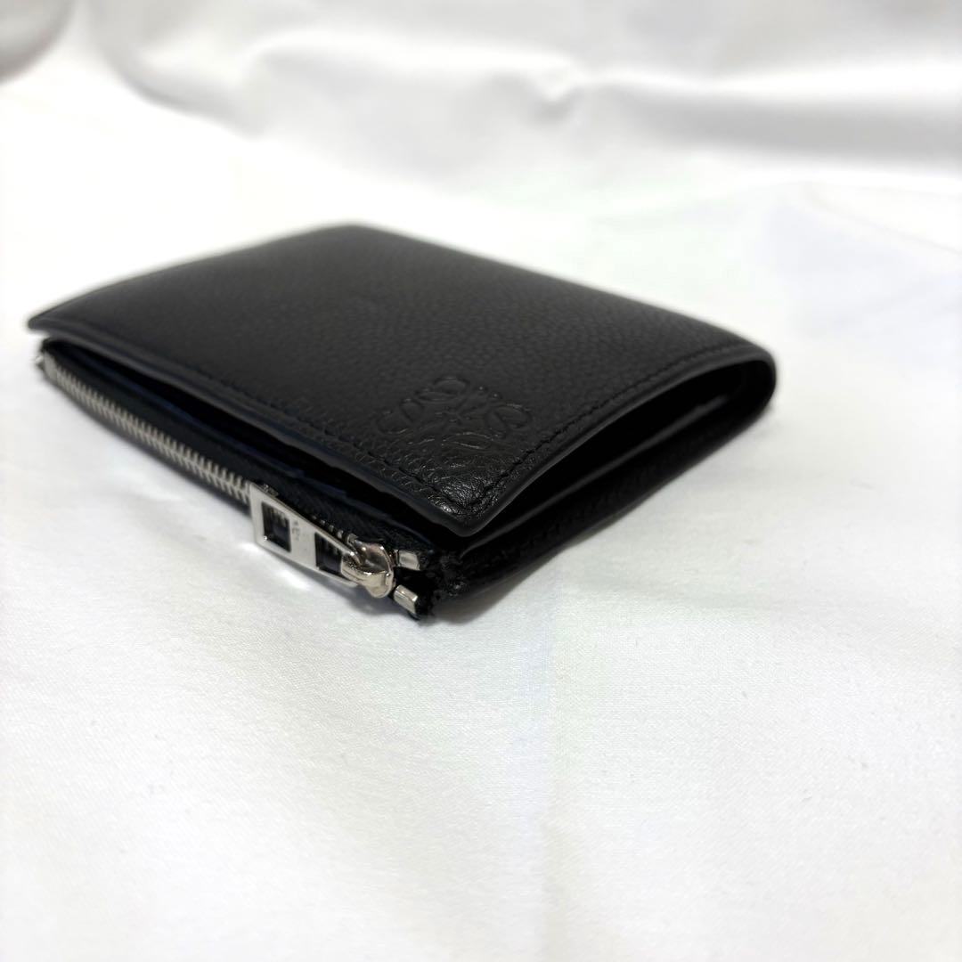 美品　LOEWE ロエベ アナグラム スリムコンパクトウォレット 二つ折り 黒
