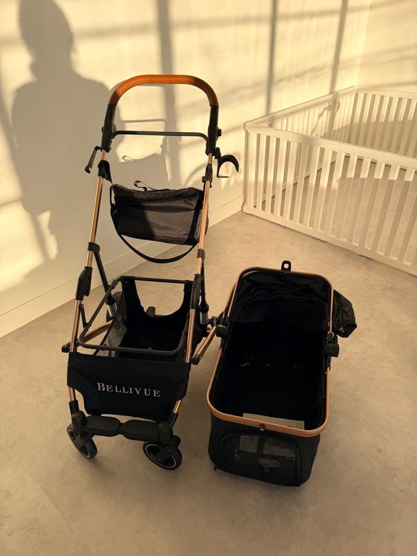 未使用 開封済み BELLIUVE ペットカート ブラック 25kgまで　分離式