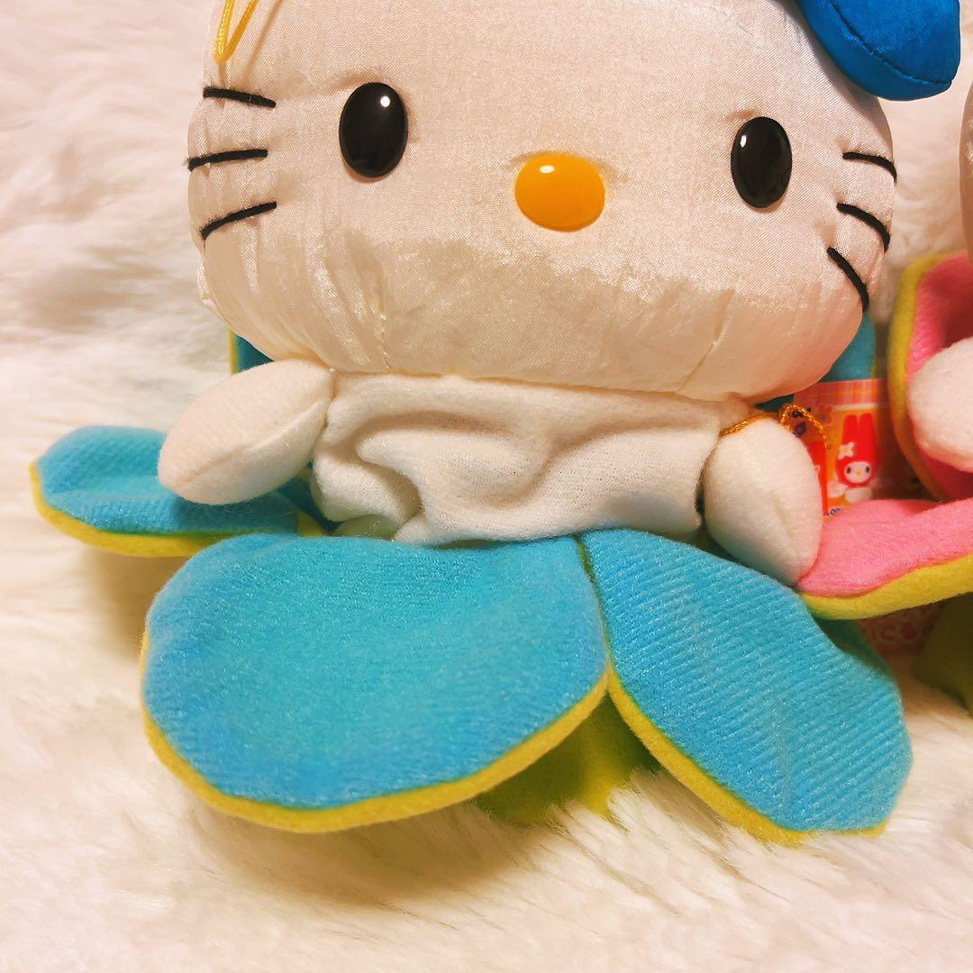 希少レア　ハローキティ　ぬいぐるみ　巾着　花　フラワー　平成レトロ