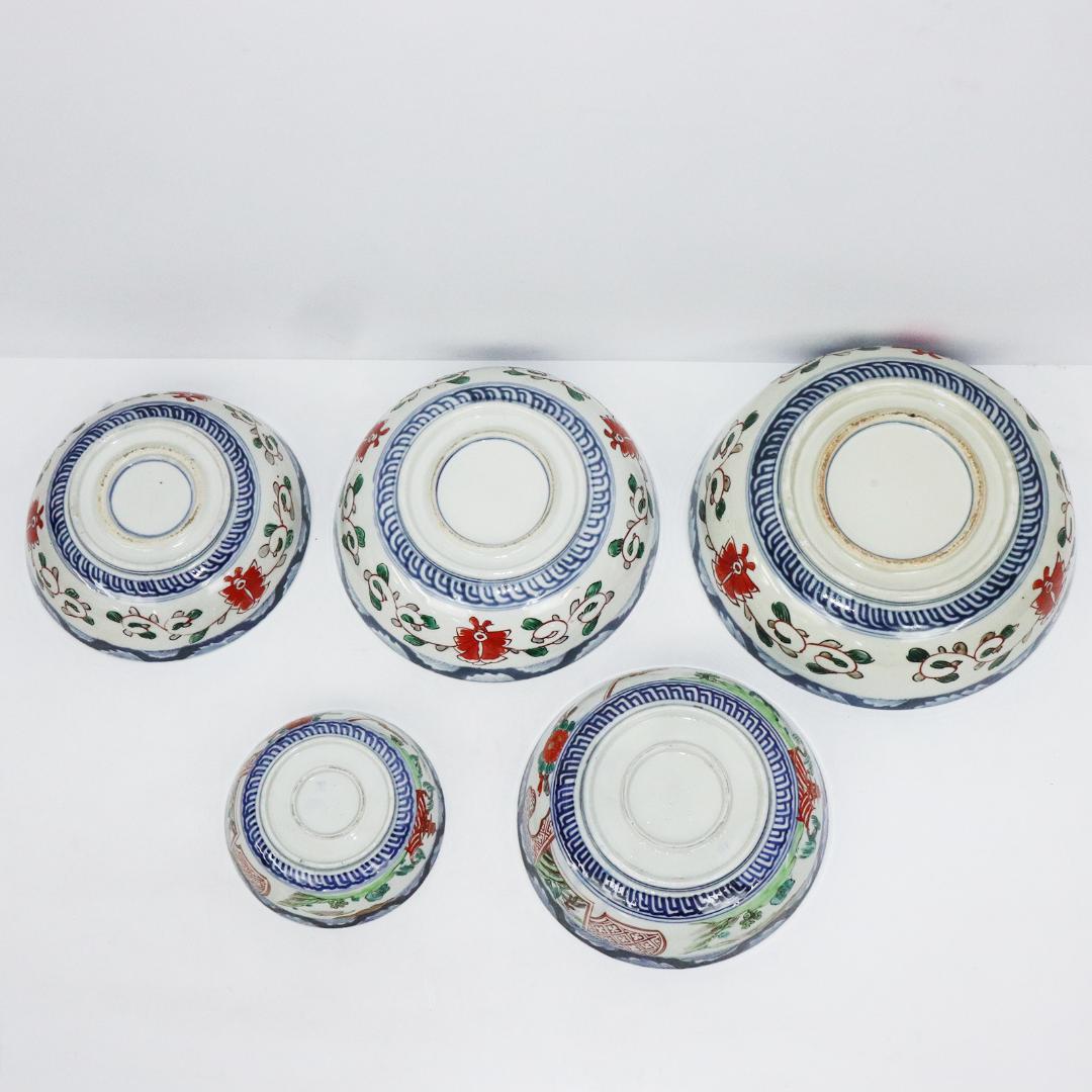 古伊万里　染付　金彩　鉢　5客セット　蛇の目高台