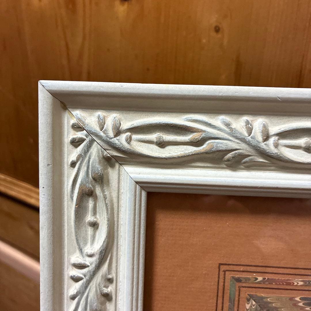 フランスアンティーク貴婦人版画　マーブル額装　最大サイズ