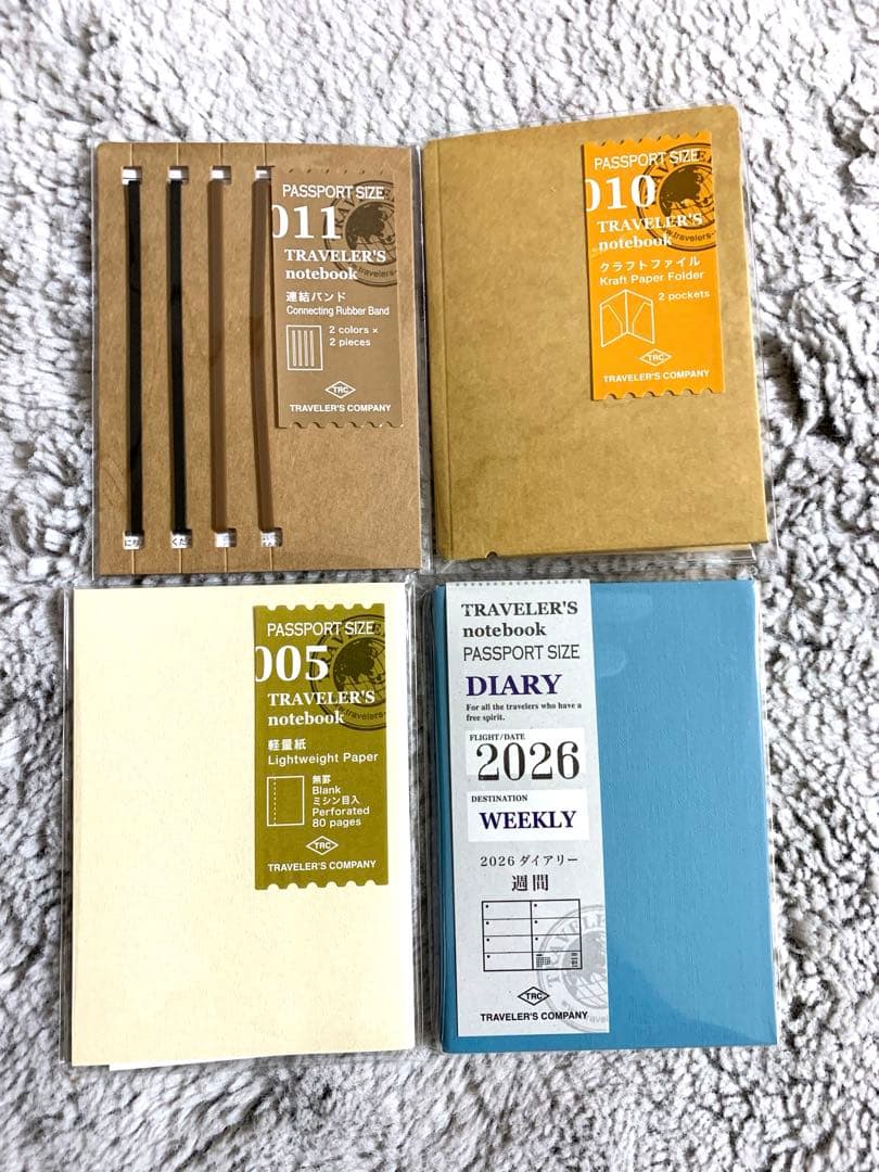 トラベラーズノート　パスポートサイズ　ブラック　他リフィル6点