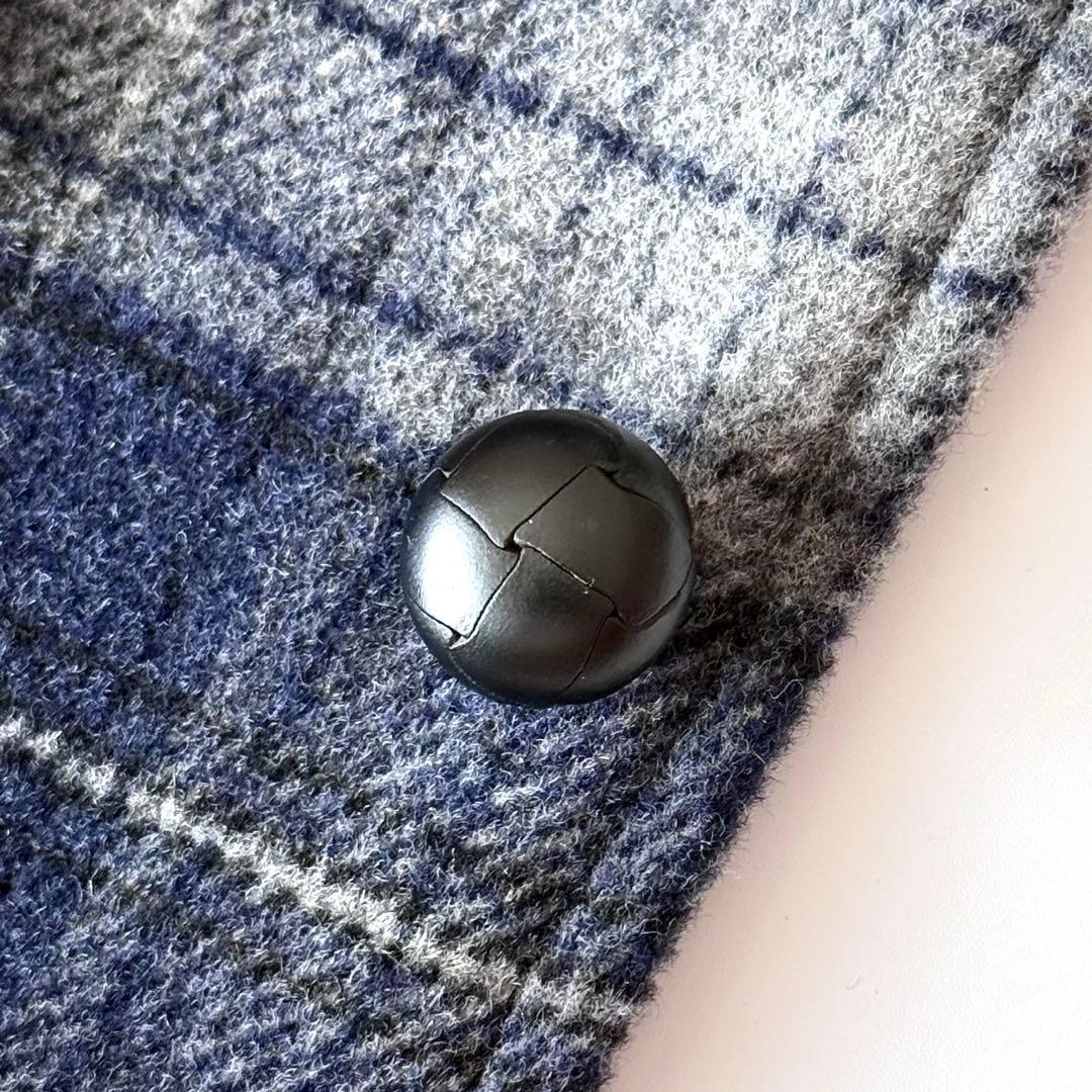 現行 完売品 Papas+ メルトンチェックベロア風仕上げ ステンカラーブルゾン