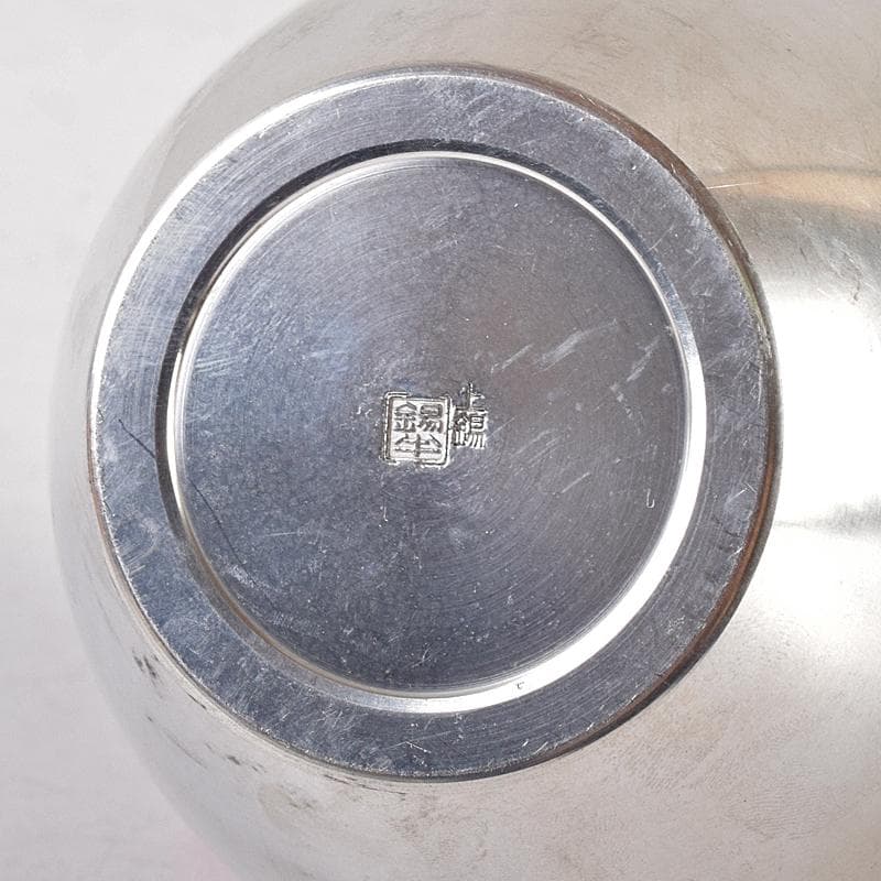 煎茶道具　浪華錫半造　上錫製　茶壷　茶心壷　約644ｇ　共箱　M　R8521