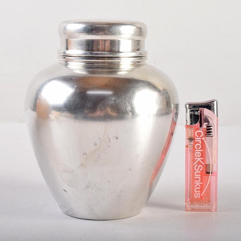 煎茶道具　浪華錫半造　上錫製　茶壷　茶心壷　約644ｇ　共箱　M　R8521