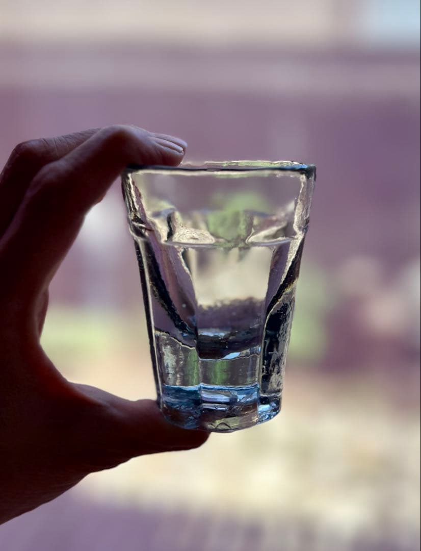 アンティーク　梅型コップ　剣先コップ　ウランガラス　和ガラス　古道具　大正ロマン