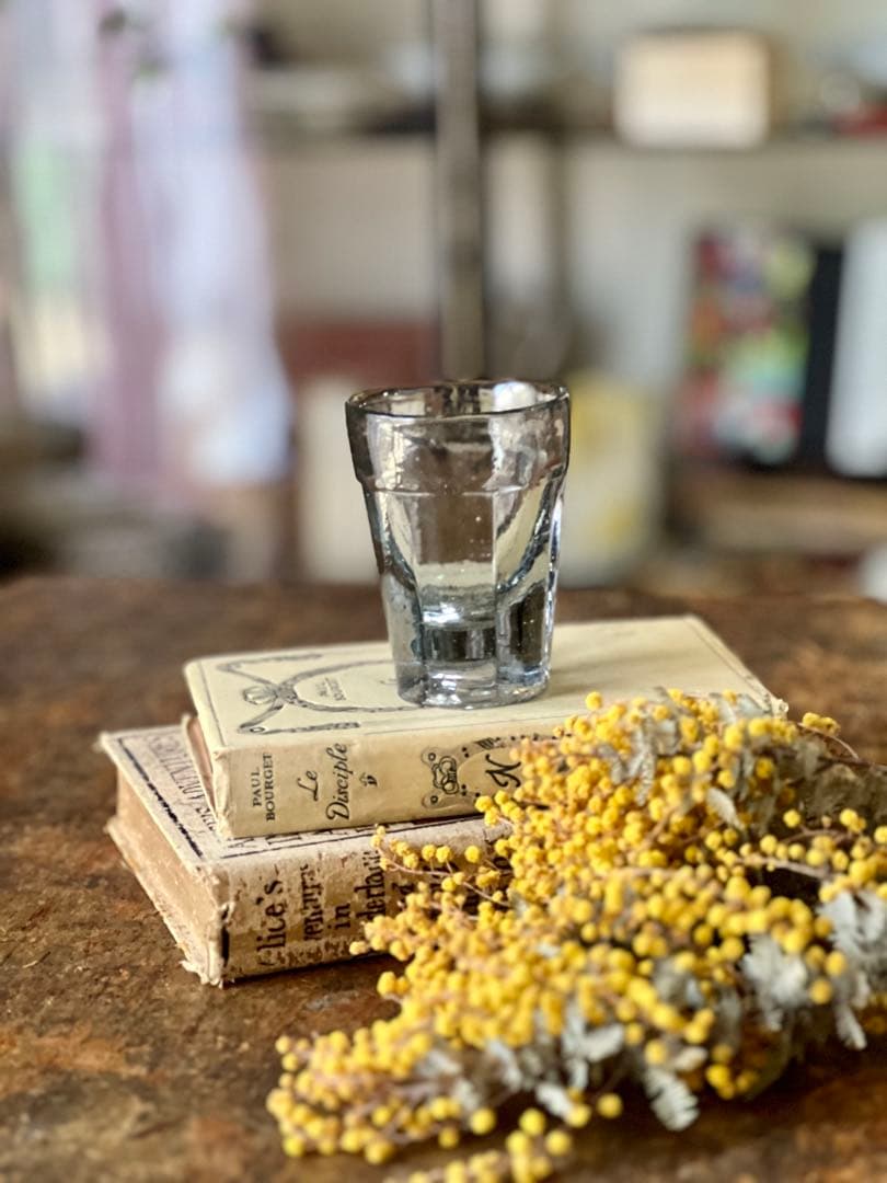 アンティーク　梅型コップ　剣先コップ　ウランガラス　和ガラス　古道具　大正ロマン