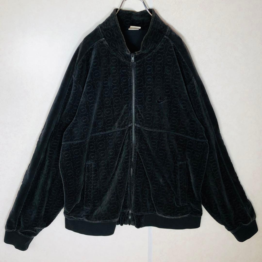 【希少XLサイズ】シュプリーム ナイキ コラボ ベロア トラックジャケット 黒