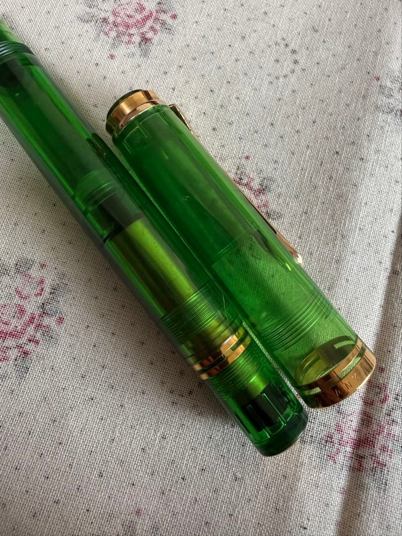 ペリカン万年筆M800、初期型グリーン透明、W-Germ any製