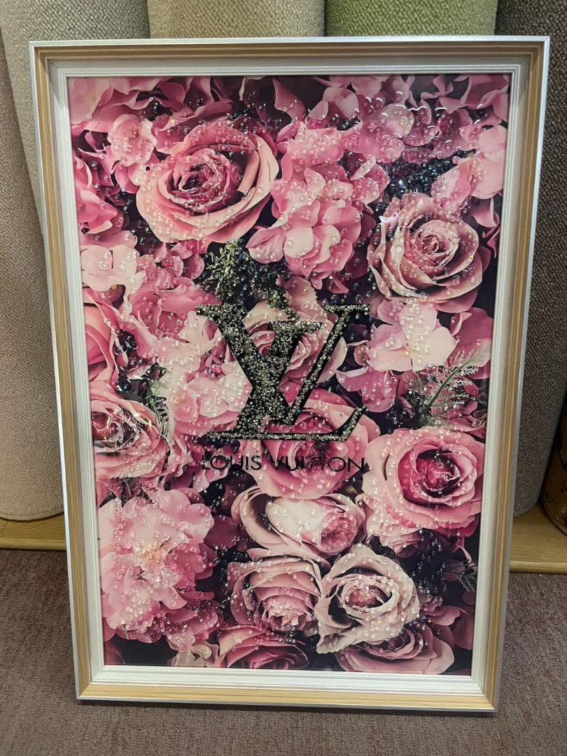 水晶絵　アートパネル　オマージュアート　ブランド　バラ　ローズ　絵画　絵　壁掛け