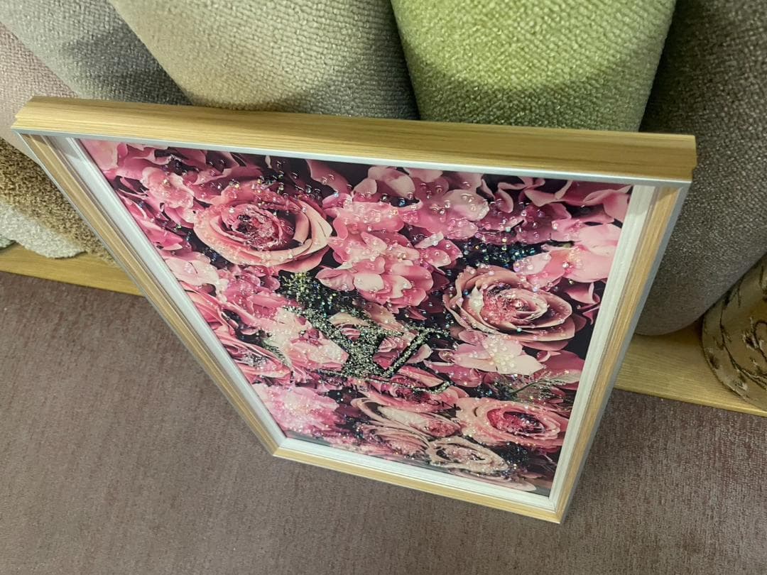 水晶絵　アートパネル　オマージュアート　ブランド　バラ　ローズ　絵画　絵　壁掛け
