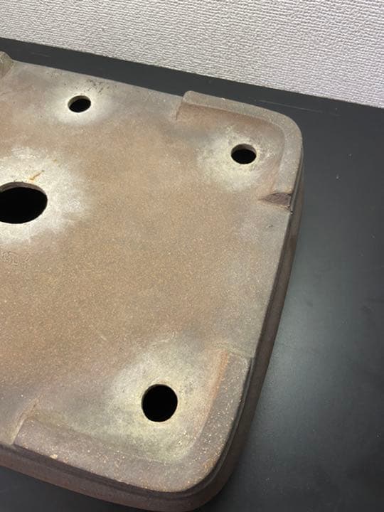 盆栽鉢　和鉢　人気作家　寺畑　真山　烏泥上下帯撫角長方鉢