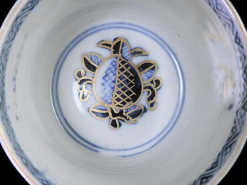 古伊万里　色絵　花に蝶の図　蕎麦猪口　B096AS-CSs