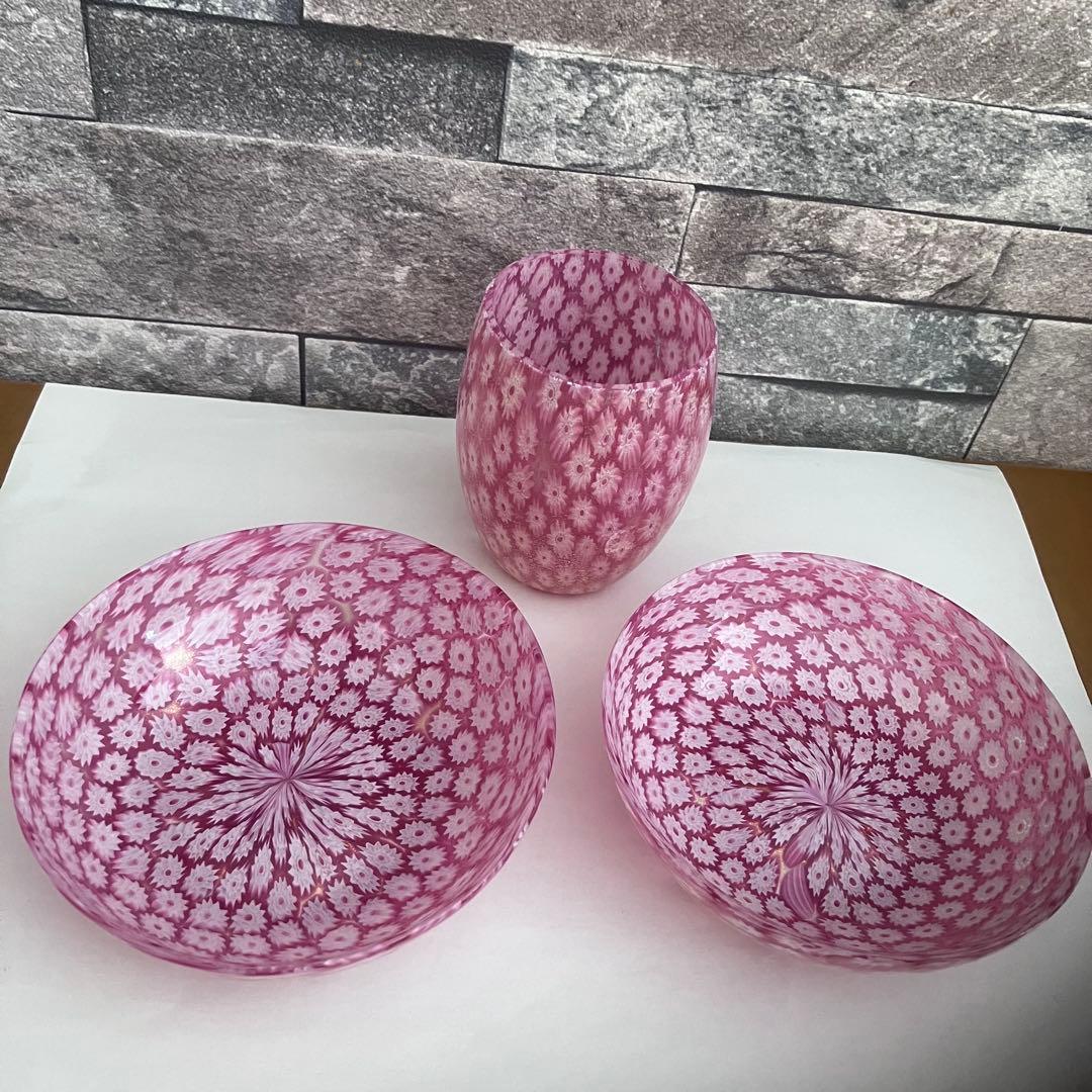 ベネチアンガラス　murano ムラーノ　ミルフィオリ　プレート　グラス