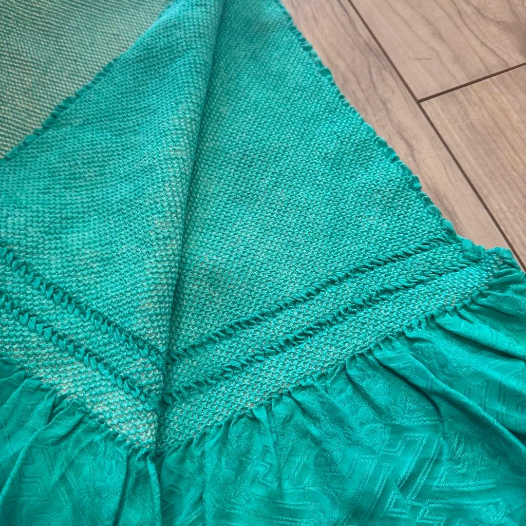 超美品　振袖　帯揚　帯締　髪飾　半衿　6点セット　着物小物　ターコイズブルー