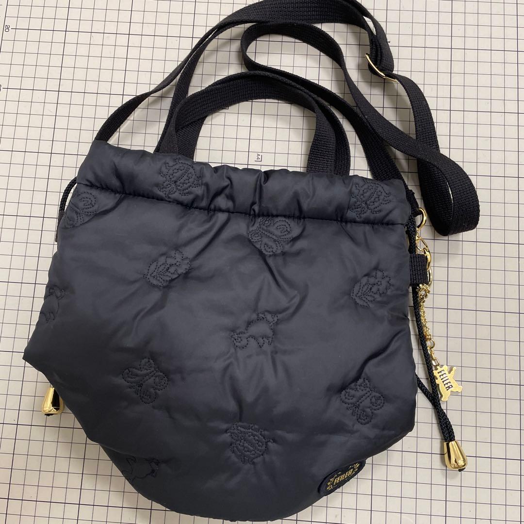 美品 フェイラー 巾着ショルダーバッグ ハイジ 黒ブラック