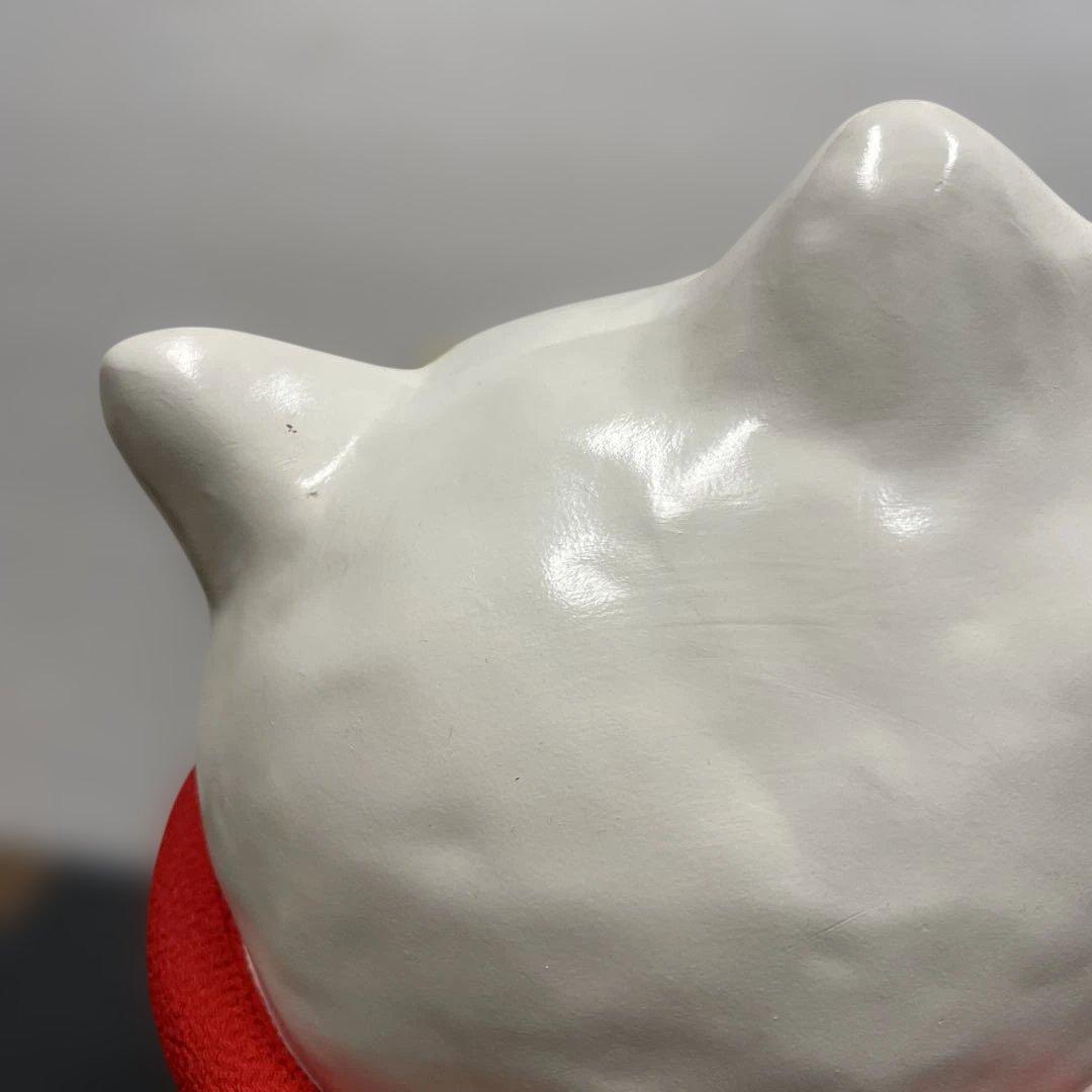 陶器 招き猫 置物 福よ来い　高さ約34cm レトロな工芸品　コレクション