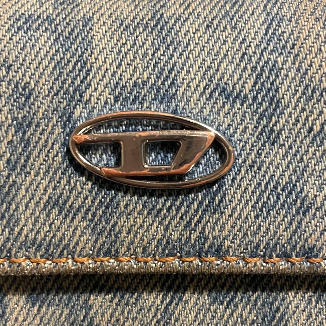 ディーゼル DIESEL ロゴ デニム インディゴ ブルー 2つ 折財布 箱付き