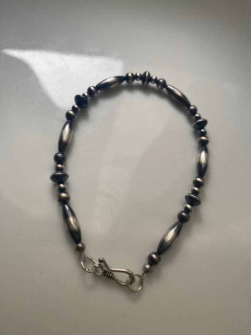 ナバホ ビーズ パール シルバー silver 925 ブレスレット 燻銀 19