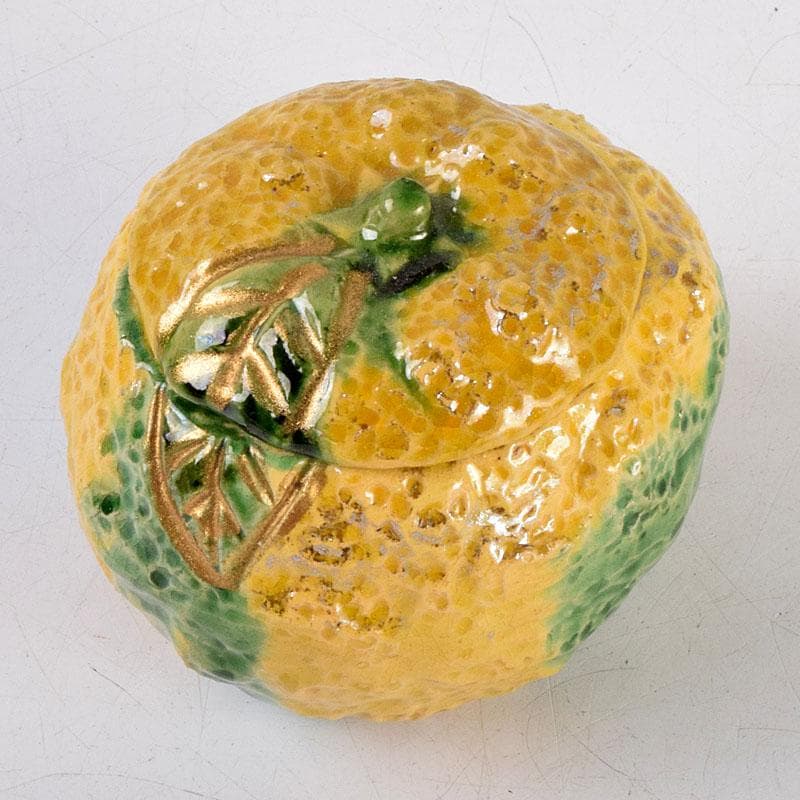 小太郎　京焼　永楽善五郎造　黄交趾　柚蓋物　共箱　V　8819