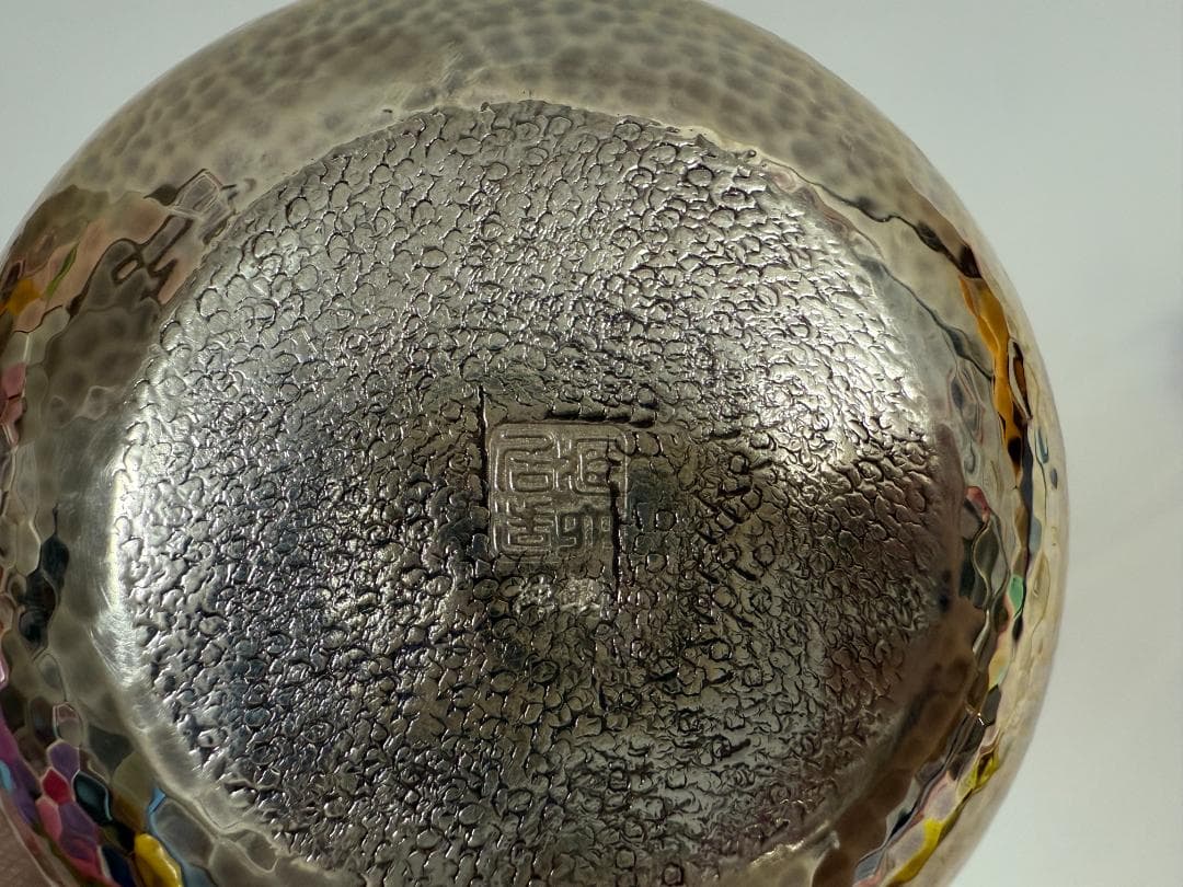 KD 純銀製 饕餮文様 砲口 鎚目打 湯沸 銀瓶 煎茶道具