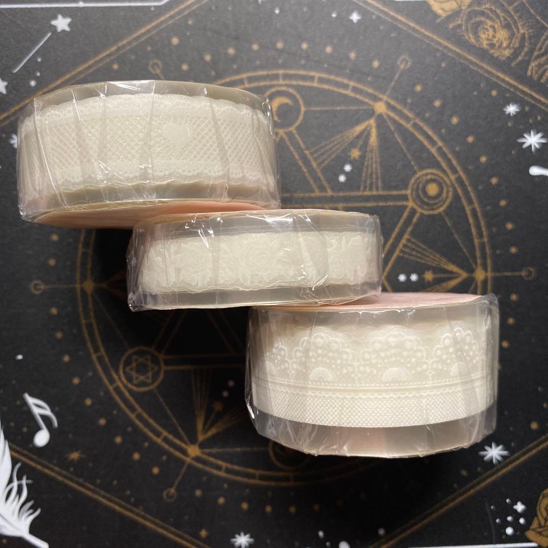 【8604】海外　マステ　5m巻売り7本セット　レース　ラメ加工カッティング