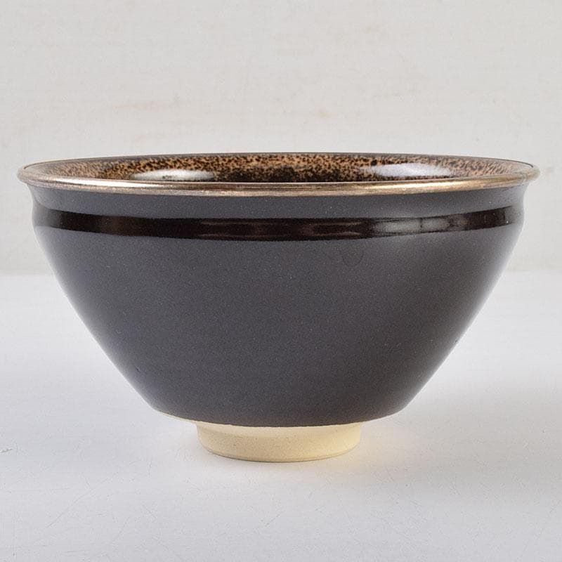 茶道具　京焼　万代草山造　梅花銅覆天目茶碗　清水公照極め箱　C　R9538