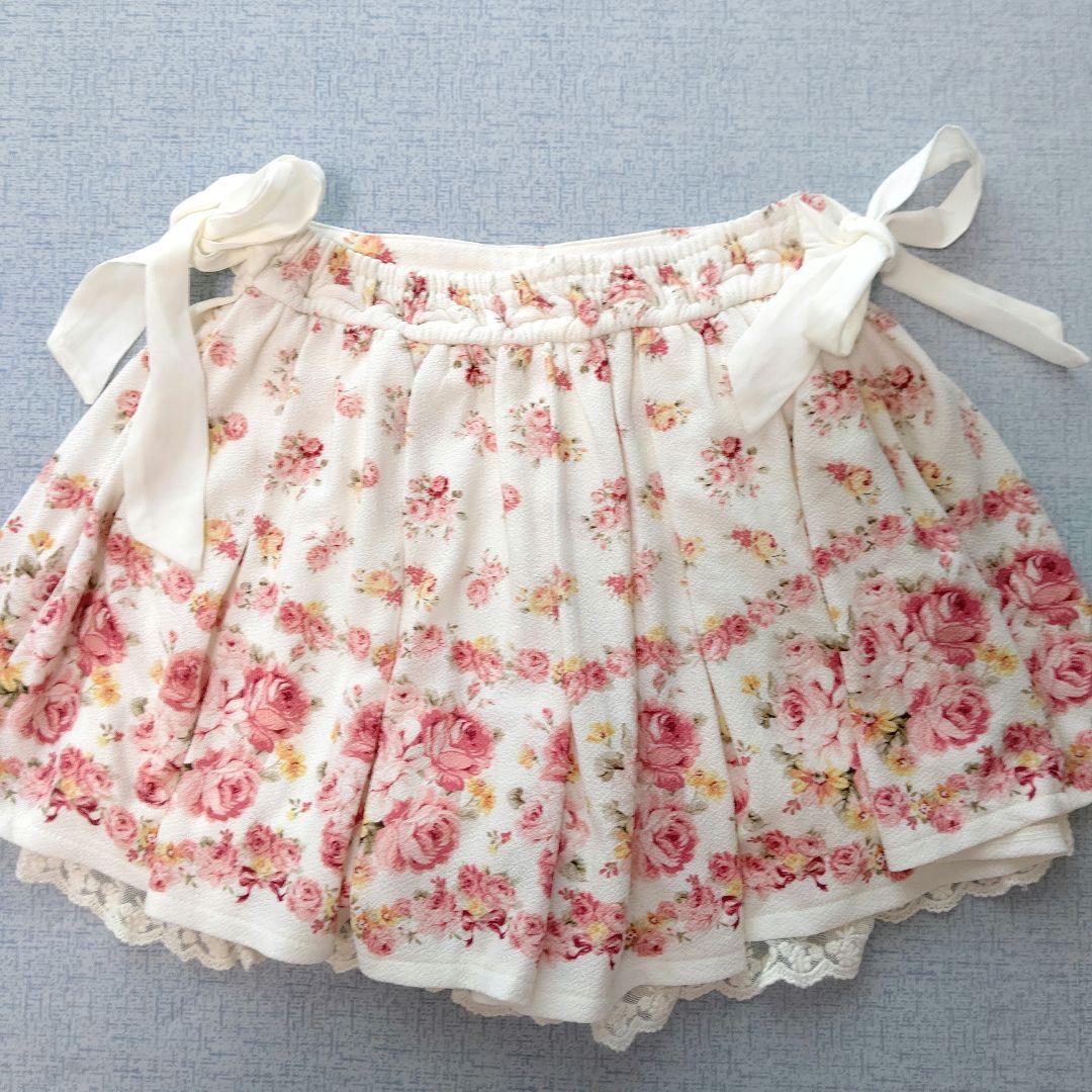 LIZ LISA 花柄 サイドリボン スカパン レース付き