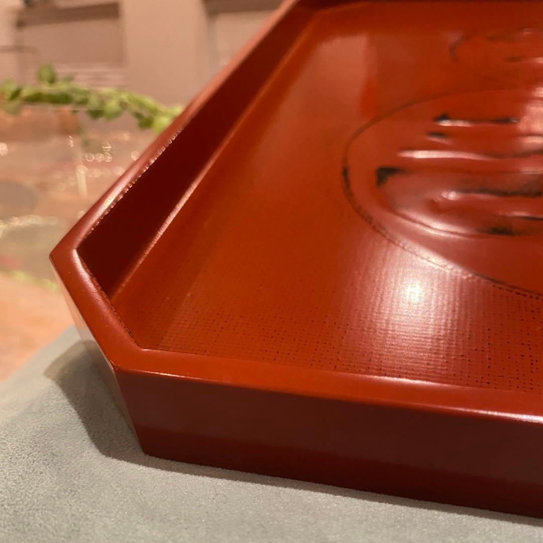 【未新品・未使用】越前屋 越前塗 漆 ひょうたん柄赤 盆 膳