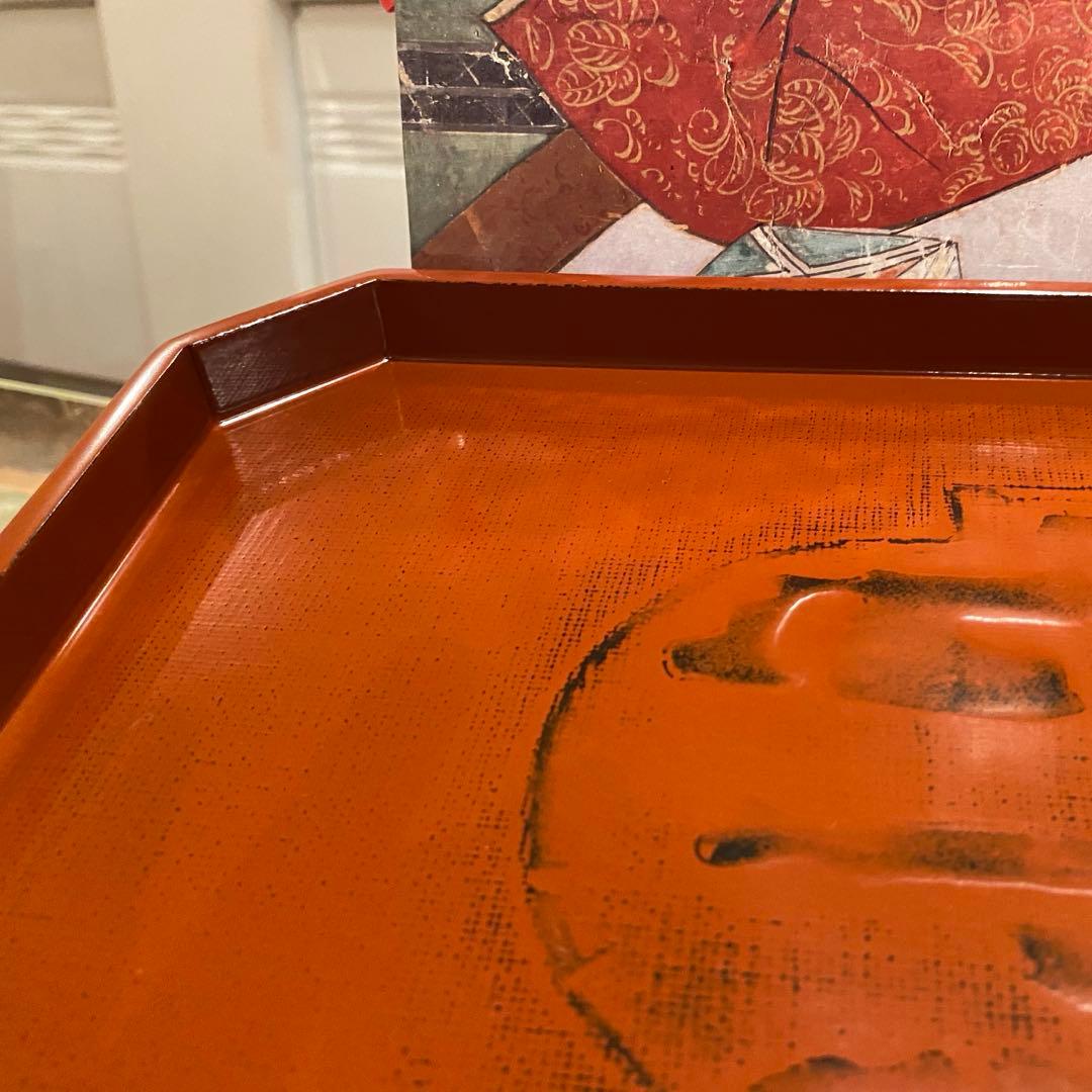 【未新品・未使用】越前屋 越前塗 漆 ひょうたん柄赤 盆 膳