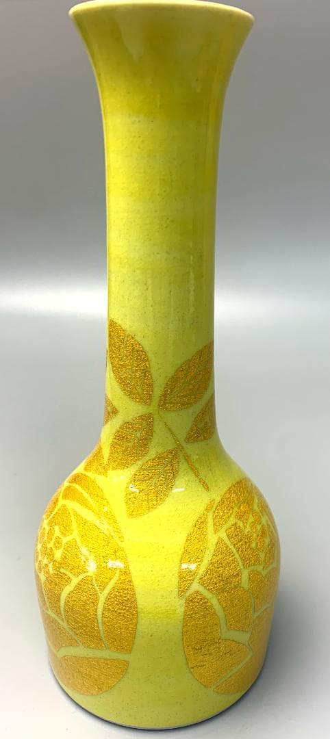 小野次郎 造 釉裏金彩花立　共箱　共布