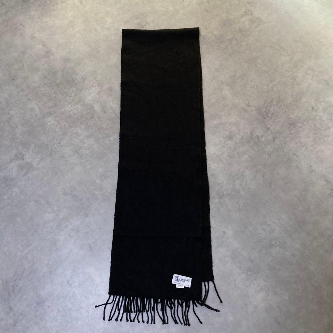 高級 Johnstons ジョンストンズ マフラー カシミヤ100 ブラック 黒
