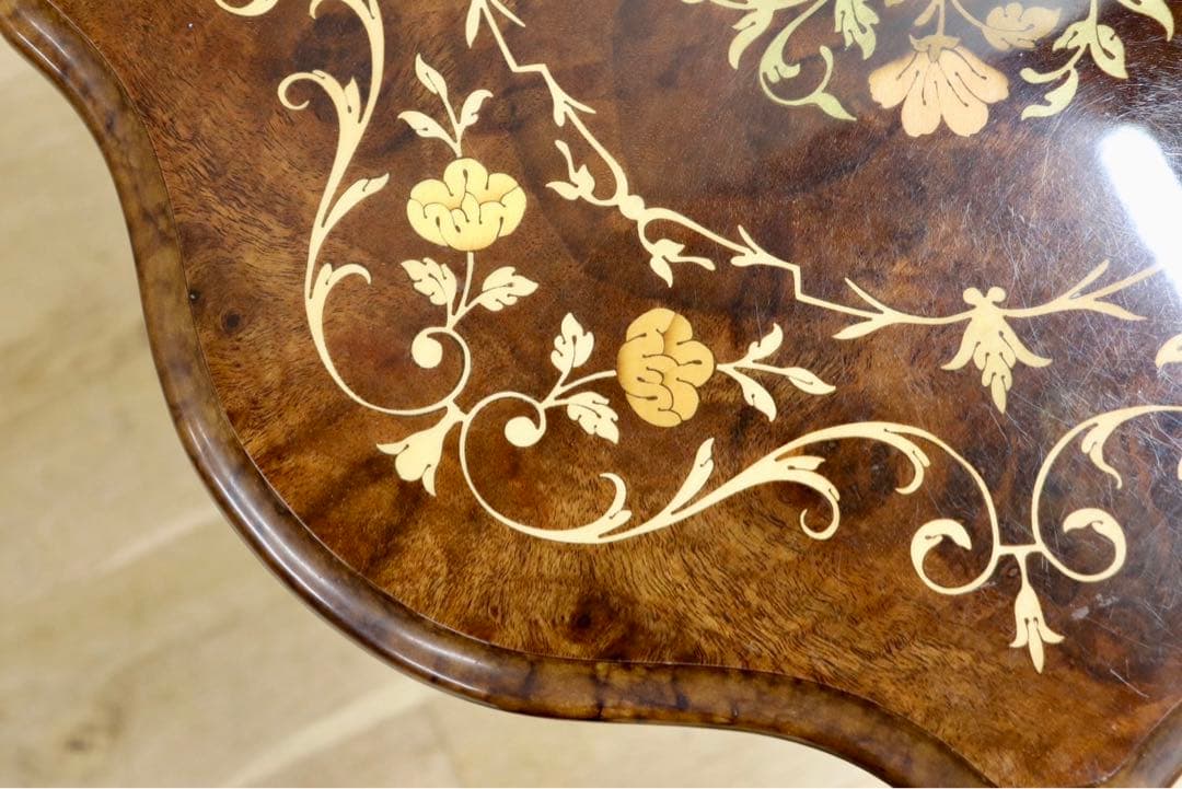 GMIK209○イタリア製 象嵌細工 コンソールテーブル サイドテーブル 花台