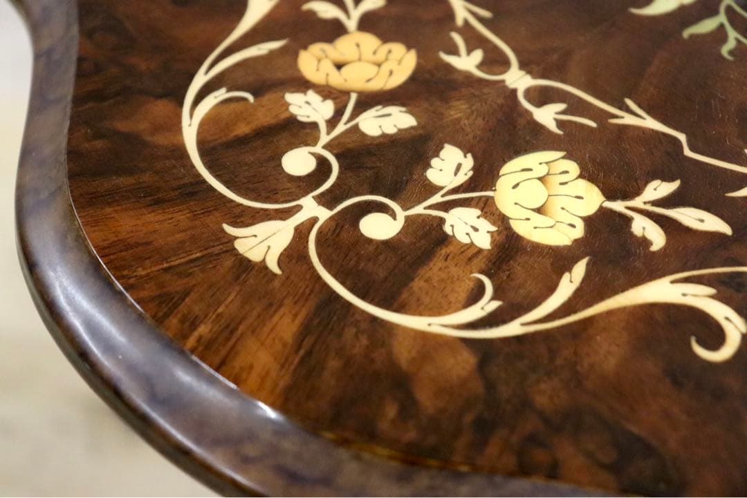 GMIK209○イタリア製 象嵌細工 コンソールテーブル サイドテーブル 花台