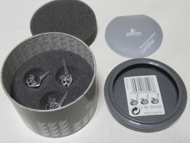◆未使用 2000年廃盤品 オーストリア製！スワロフスキー『野ネズミ３匹セット』