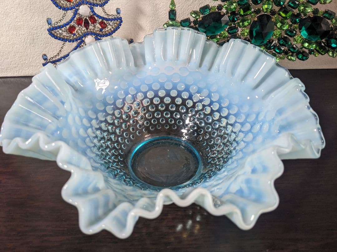 フェントン　ブルーオパルセント　ホブネイル　ラージフリルボウル お値下げ中