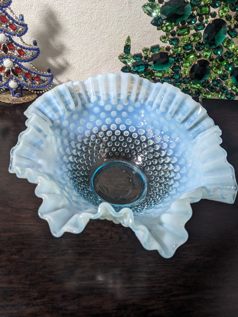 フェントン　ブルーオパルセント　ホブネイル　ラージフリルボウル お値下げ中