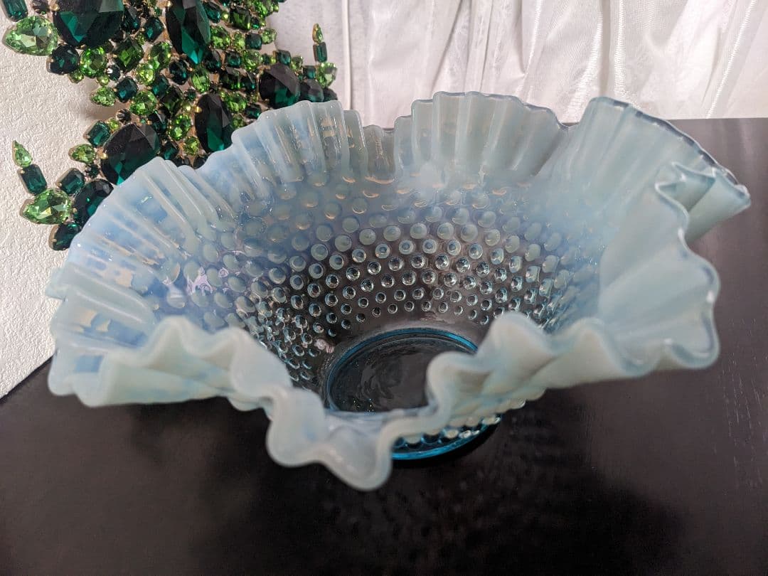 フェントン　ブルーオパルセント　ホブネイル　ラージフリルボウル お値下げ中