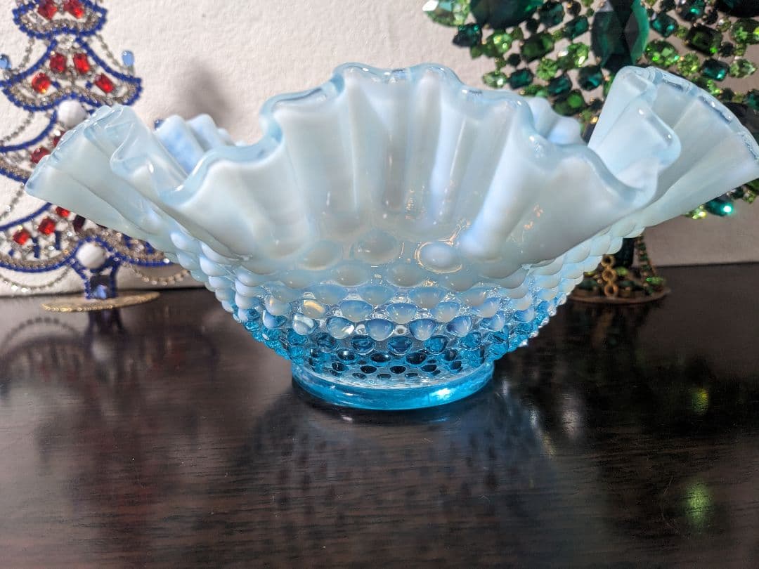 フェントン　ブルーオパルセント　ホブネイル　ラージフリルボウル お値下げ中