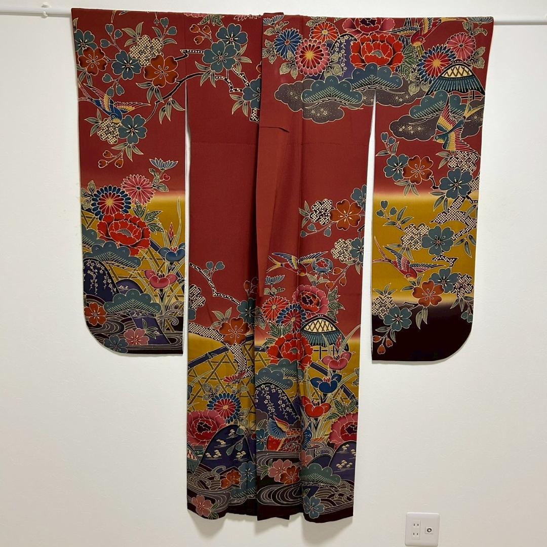 KP1771 振袖 身丈162cm 正絹 着物 成人式