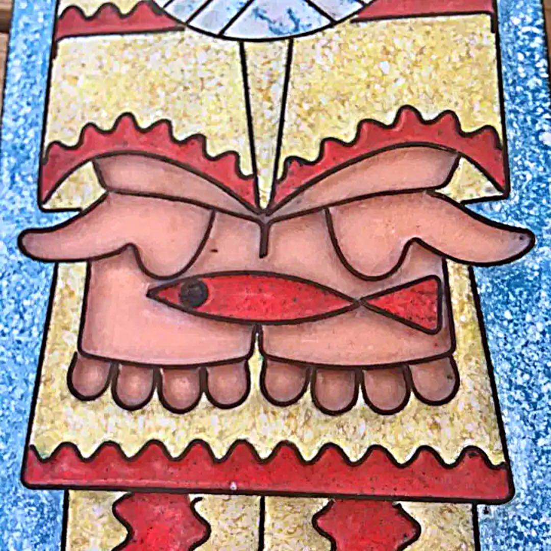 1974年 ロシア（ソ連）モスクワ製造 銅板七宝 タペストリー（漁師と魚の物語）