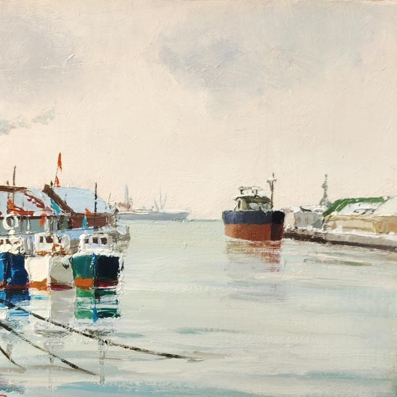 ☆樋口 洋☆「釧路の朝」油絵　SM　未使用額！