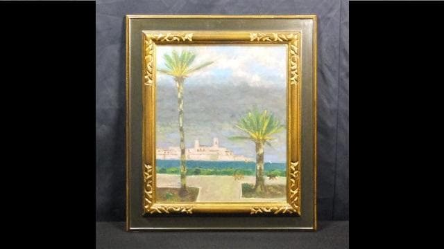 一枚の絵取扱作品　堀田高　直筆サイン『南仏カーニュにてアンチーブ』油彩0709D