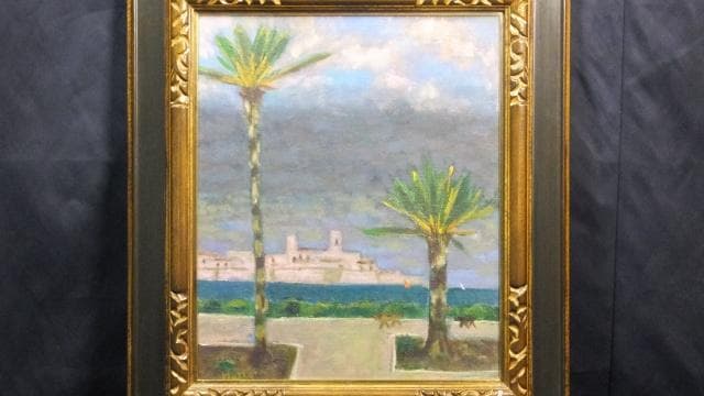 一枚の絵取扱作品　堀田高　直筆サイン『南仏カーニュにてアンチーブ』油彩0709D