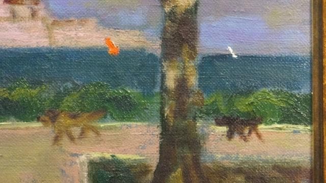 一枚の絵取扱作品　堀田高　直筆サイン『南仏カーニュにてアンチーブ』油彩0709D