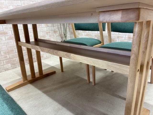 ダイニングテーブルセット　４人掛け　オーク　ナチュラル / グリーン　新品