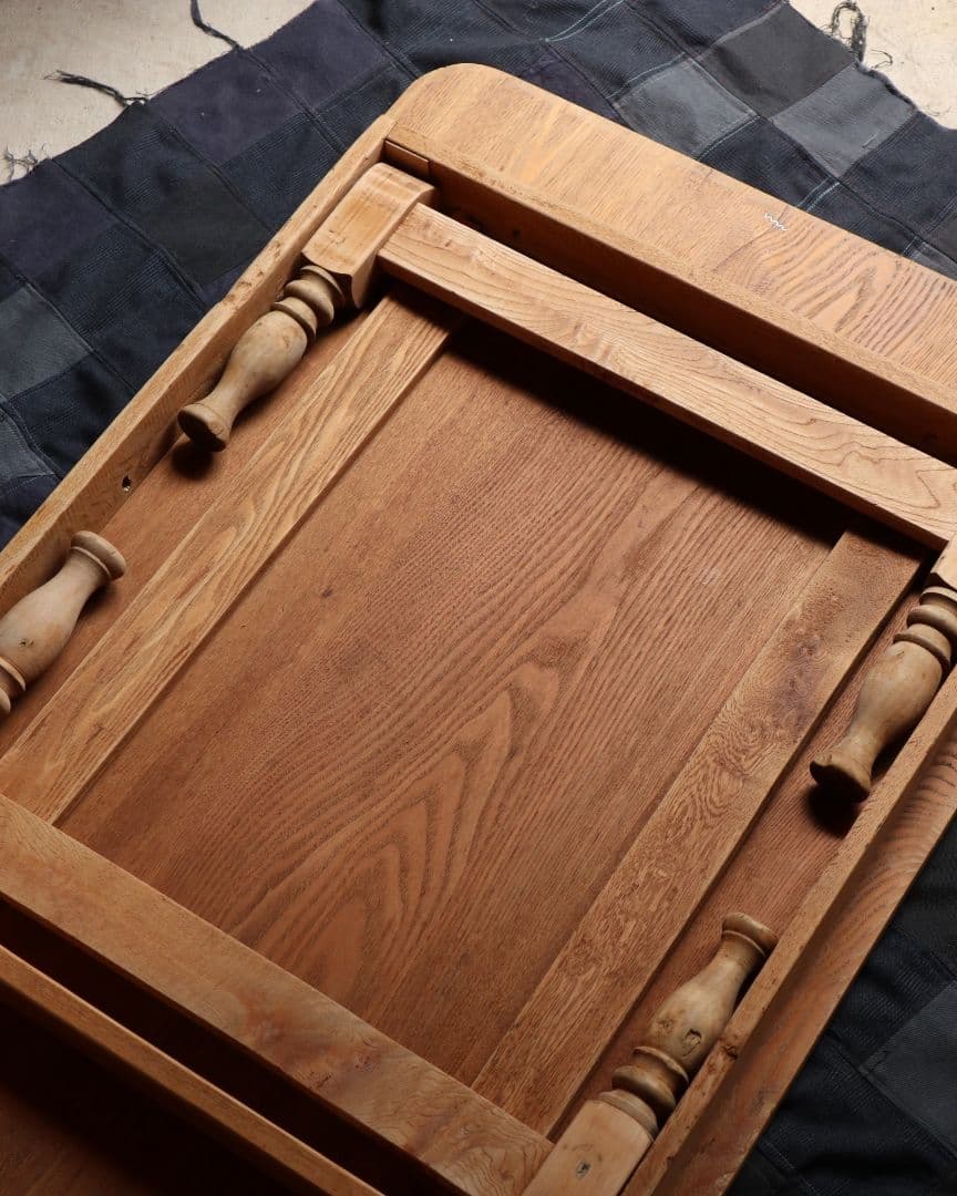 最終お値下げ 大きめサイズのろくろ脚角ちゃぶ台　古道具 古家具 ローテーブル