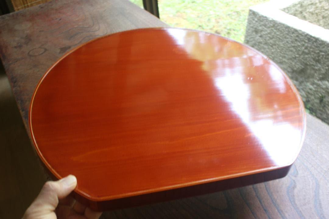 専用！優美な拭き漆の映える春慶塗の半月盆5点（検漆器漆盆茶道具お盆お膳